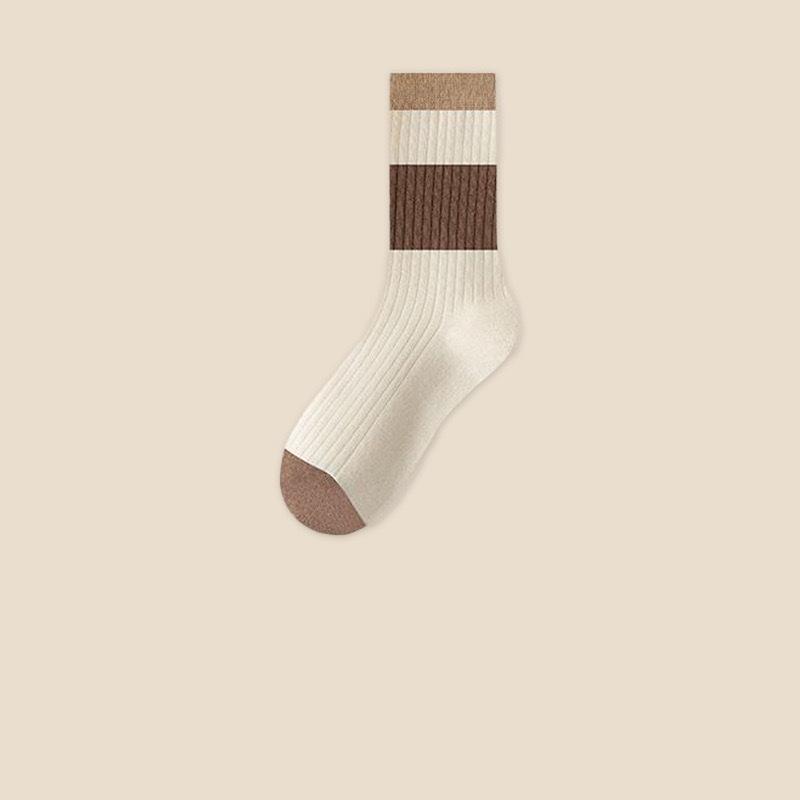 Children's Fall and Winter Style Mid-length Socks, Pile Socks, Black and White Striped Long Socks, Anti-odor and Sweat-absorbing Socks