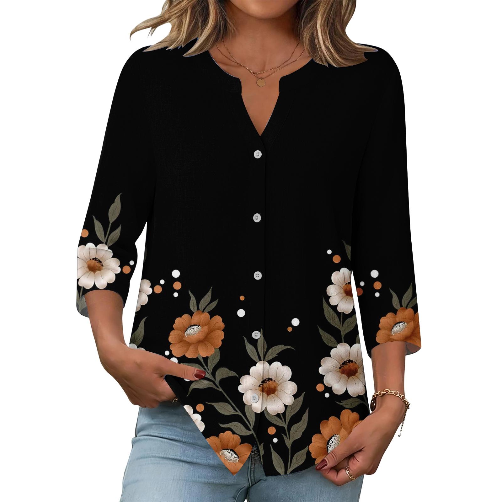 

Women s Fashionable Casual Vintage Printed Blouse XL жовтий