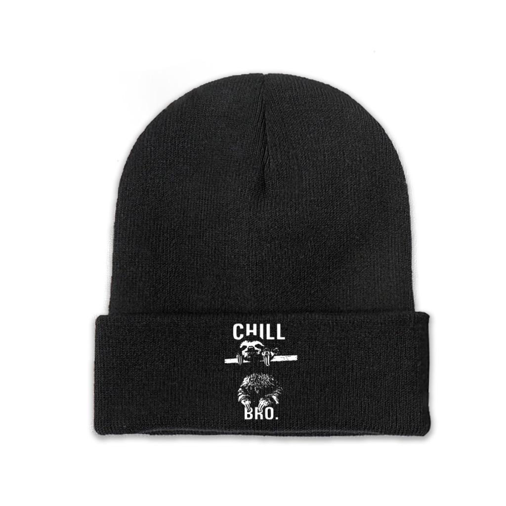 

Sloth Chill Bro Knitted Hat for Women Unisex Beanies Winter Hats Warm Melon Cap