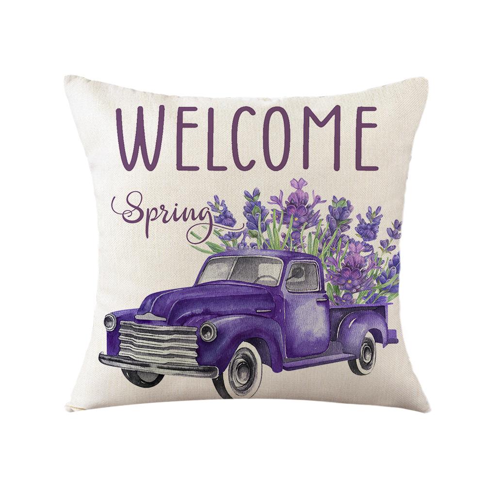 Purple Flowers Pillows Cushion Cover 18x18 Inches Throw Pillow Case Linen Pillow Covers Spring Home Decor Pillowcase for