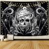 Black and White Wall Art Aesthetic Home Tapestry Gothic Skull  Psychedelic Hippie Mushroom