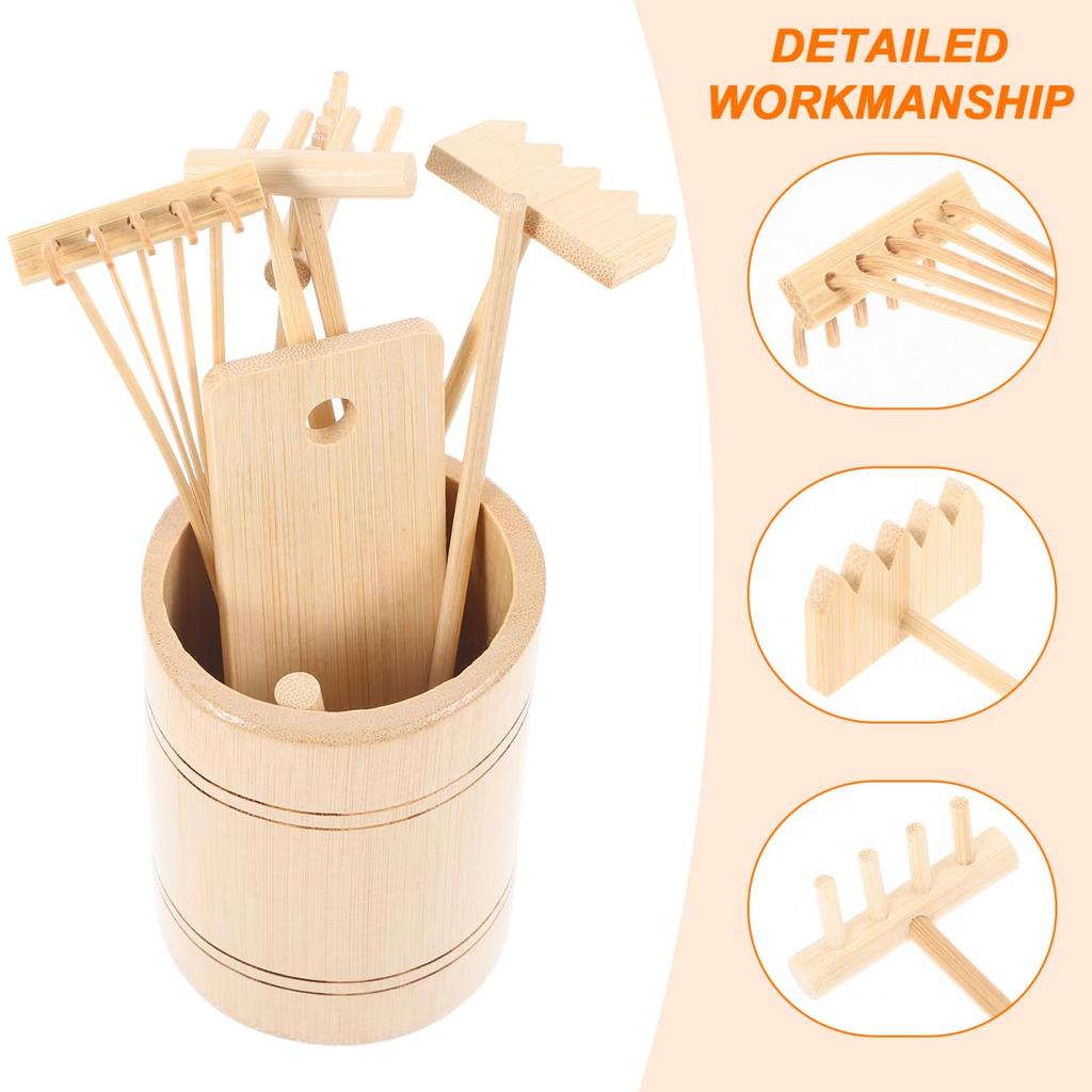 iplusmile Wooden Miniature Rake for Zen Sand Pattern Miniature Stress Desk Gift Gardening, Drawing, Garden, Sandbox, Meditation, Mindfulness, Relief,