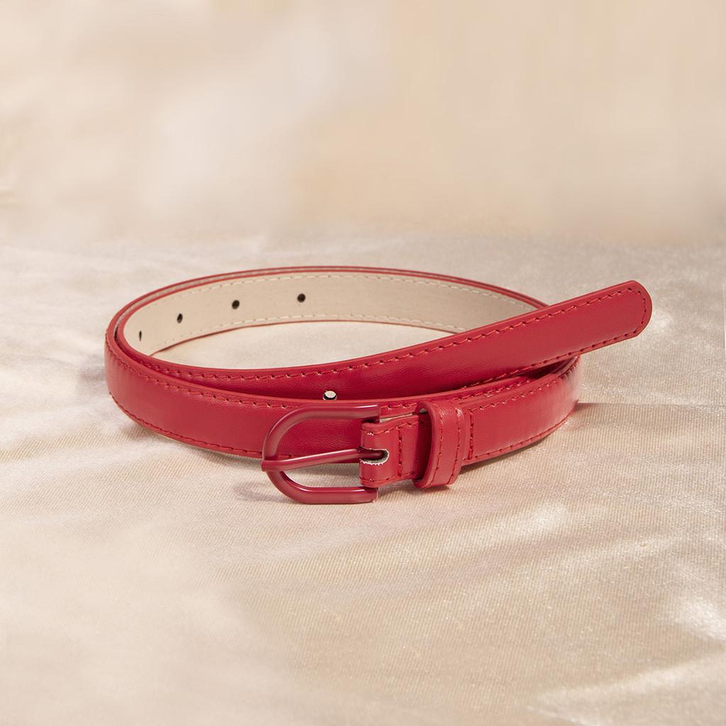 Womens Faux Leather Belt With Geometric Alloy Buckle For Daily Casual Use