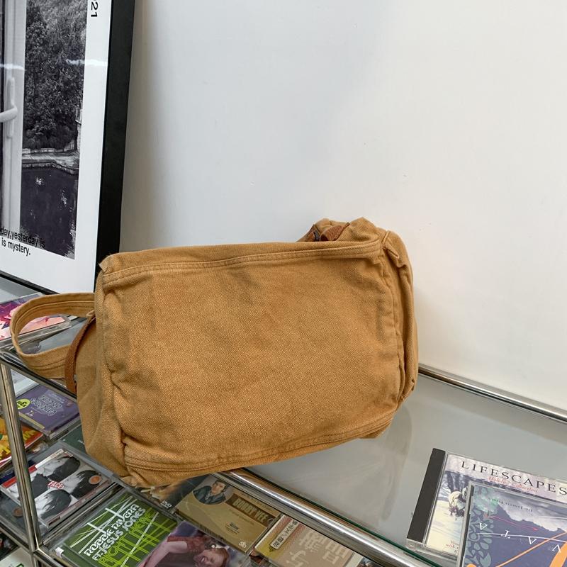 Multi Pockets Canvas Big Size Handbag Female Male Teenager Student Over Large High Street Hip Hop Fabric Zipper Messenger Bag