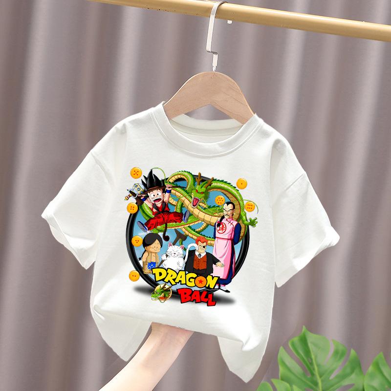 Dragon Ball Z Cotton Printed Boys and Girls T-Shirt for Children, Unisex, Cartoon Style, Suitable for Children Size 110-150 Tall