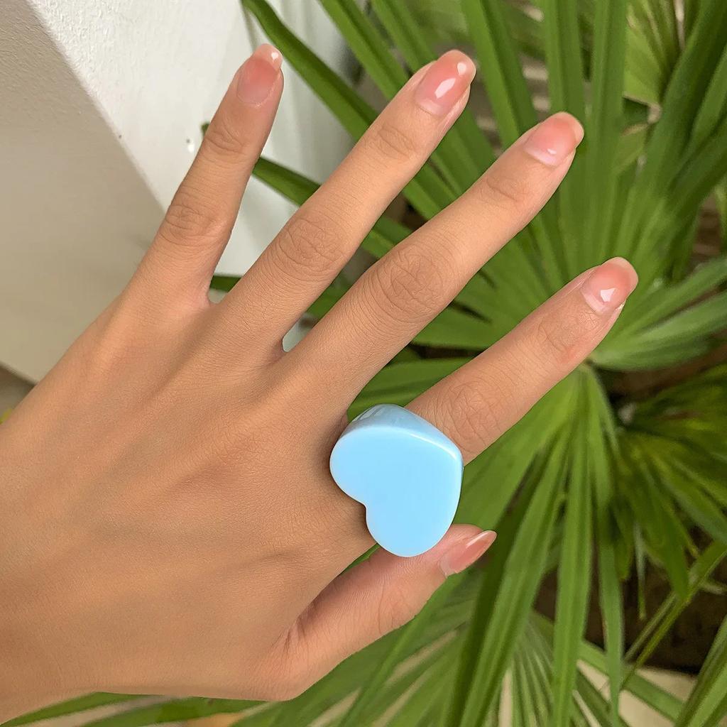Acrylic Resin Rings Set for Women Girls Irregular Marble Pattern Colorful Transparent Ring Rings Jewelry Gifts