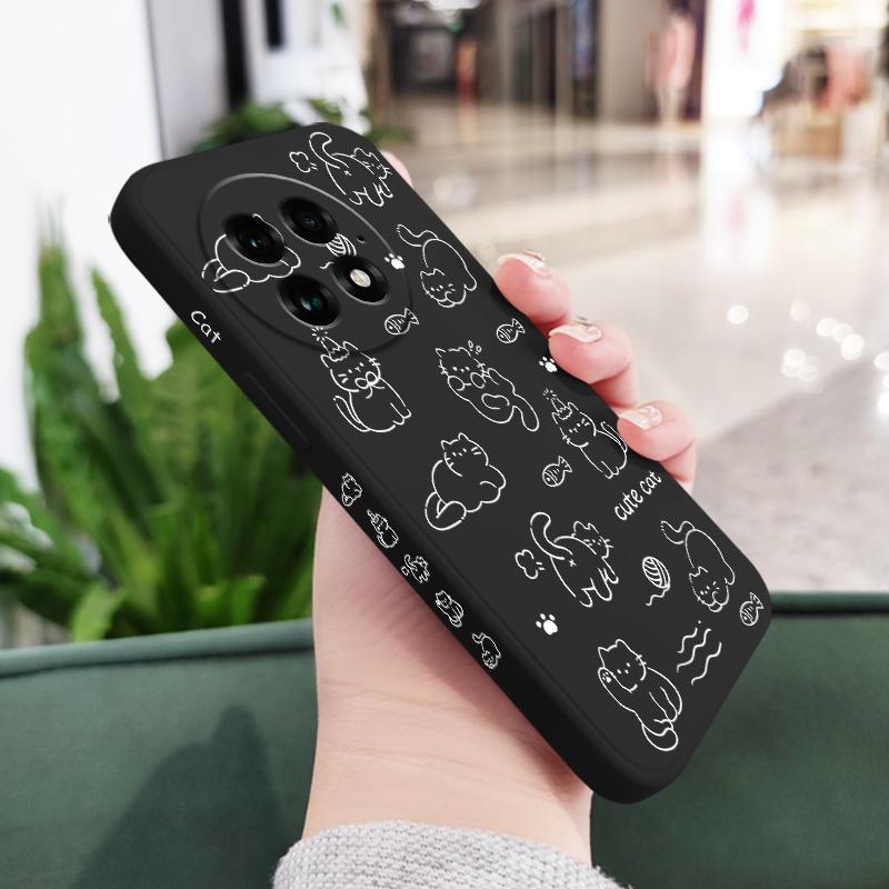 Play Simple Cat Phone Case For Oneplus 15 15R 13 13R 12 12R 11 11R 10 10R 10T 9R 9RT 9 8T 8 7 7T Pro Liquid Silicone Cover