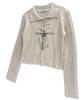 Damiswi Cross Print Ribbed Knit Zip-Up_Beige