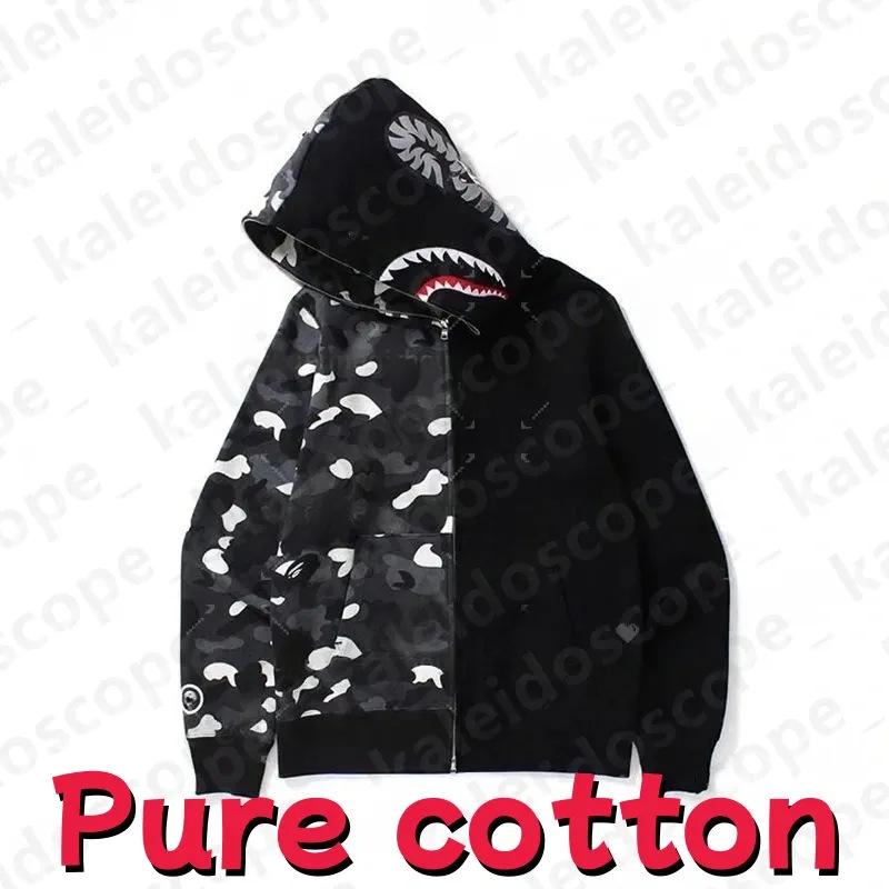 In-Stock Luminous Shark Head Camouflage Double Hood Sweatshirt - Unisex Fleece-Lined Autumn/Winter Outerwear