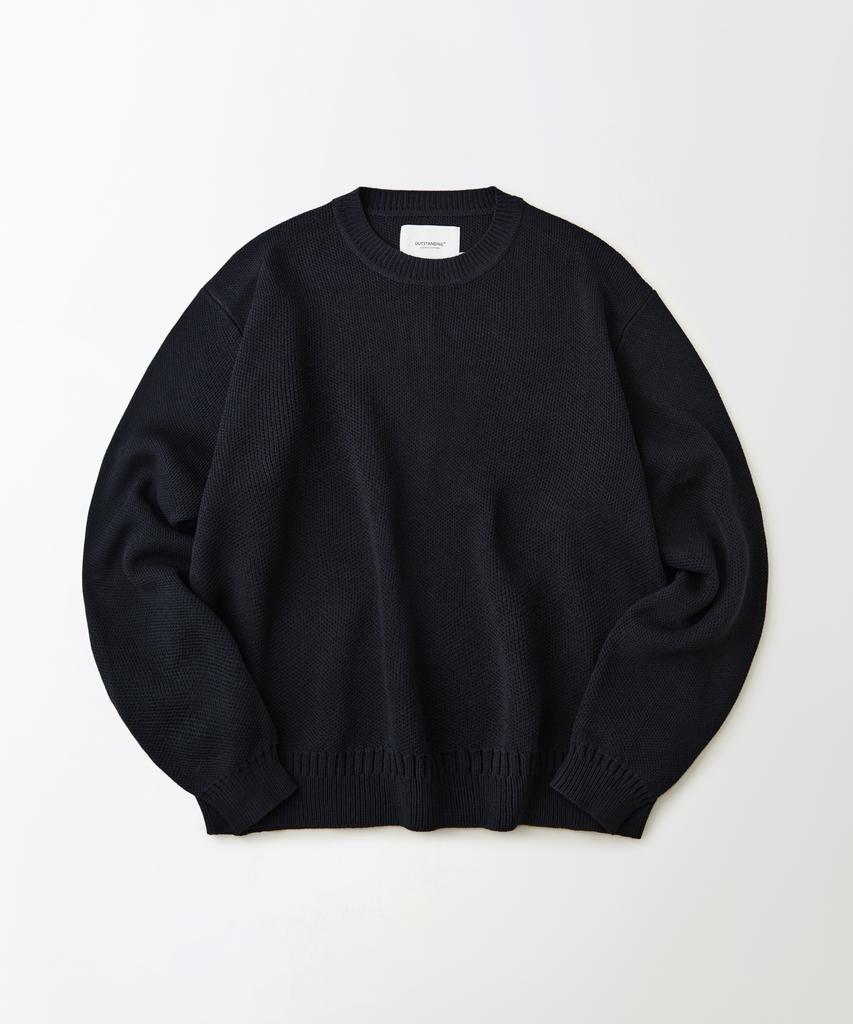 OUTSTANDING Linen Fisherman Crew Neck Knit_Navy