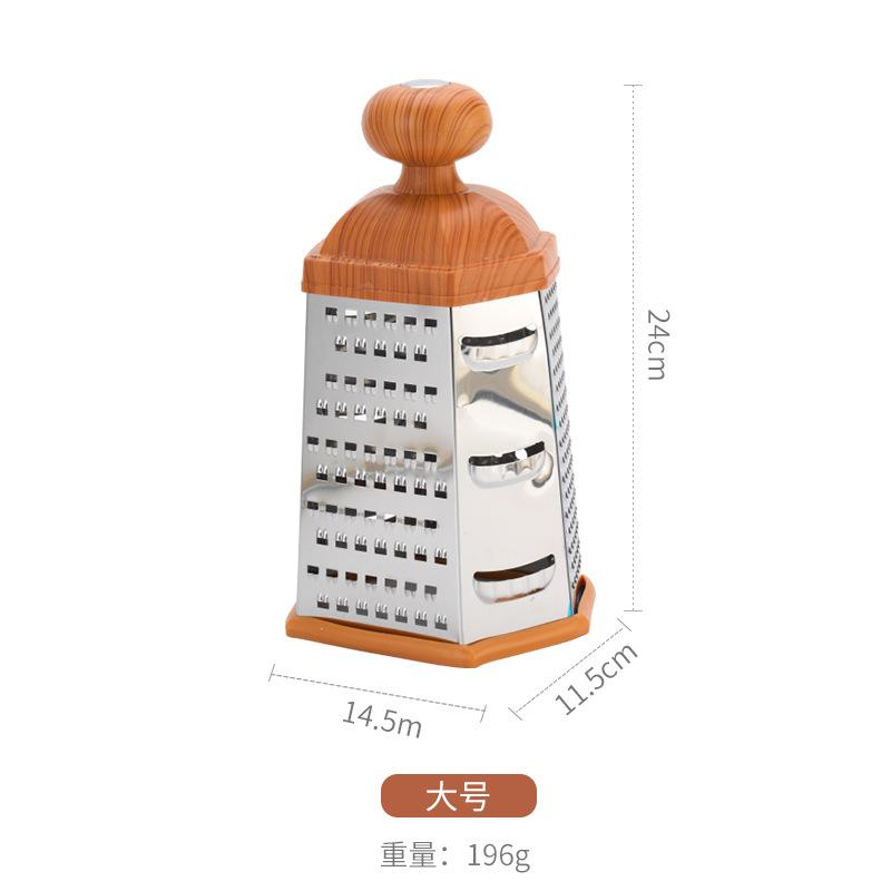 Kitchen multi-functional shredding artifact, potato slicer, six-sided vegetable planer, imitation wooden handle, melon fruit wiping silk, four-sided