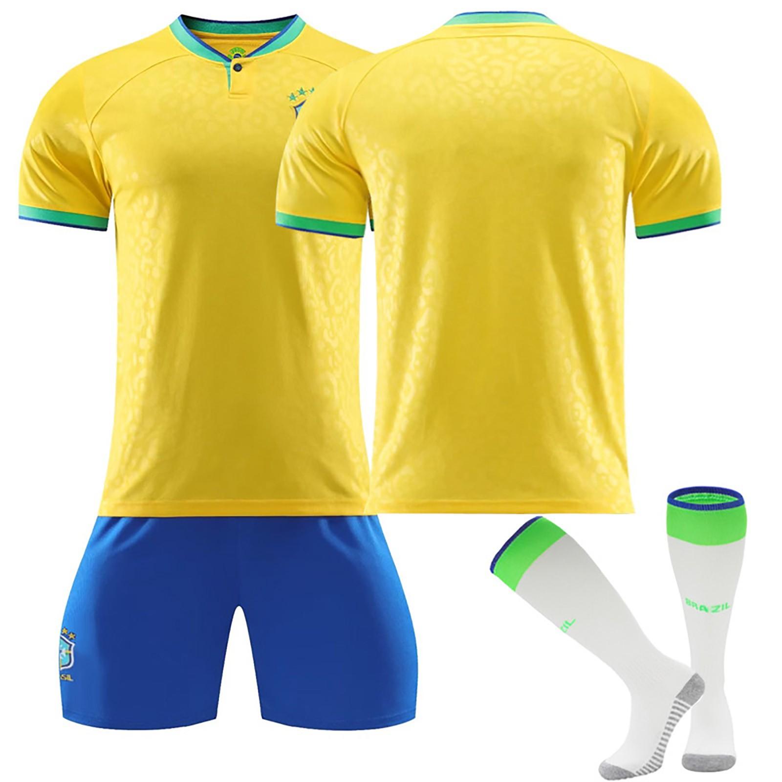 Brasile Maglie Casa Tuta da Allenamento Calcio Bambino Set M