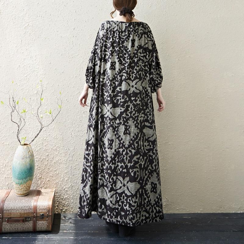 Krátký rukáv Plus size Bavlna vintage puntíkovaný květinový nový v šatech pro ženy ležérní volné maxi dlouhé letní šaty