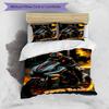 3pcs Custom Name "Rider Flames Motorcycle Speed" Bedding Set Printed Bedding Set Duvet Cover Closure Includes 1 Duvet Cover & 2 Pillowcases Bedroom De