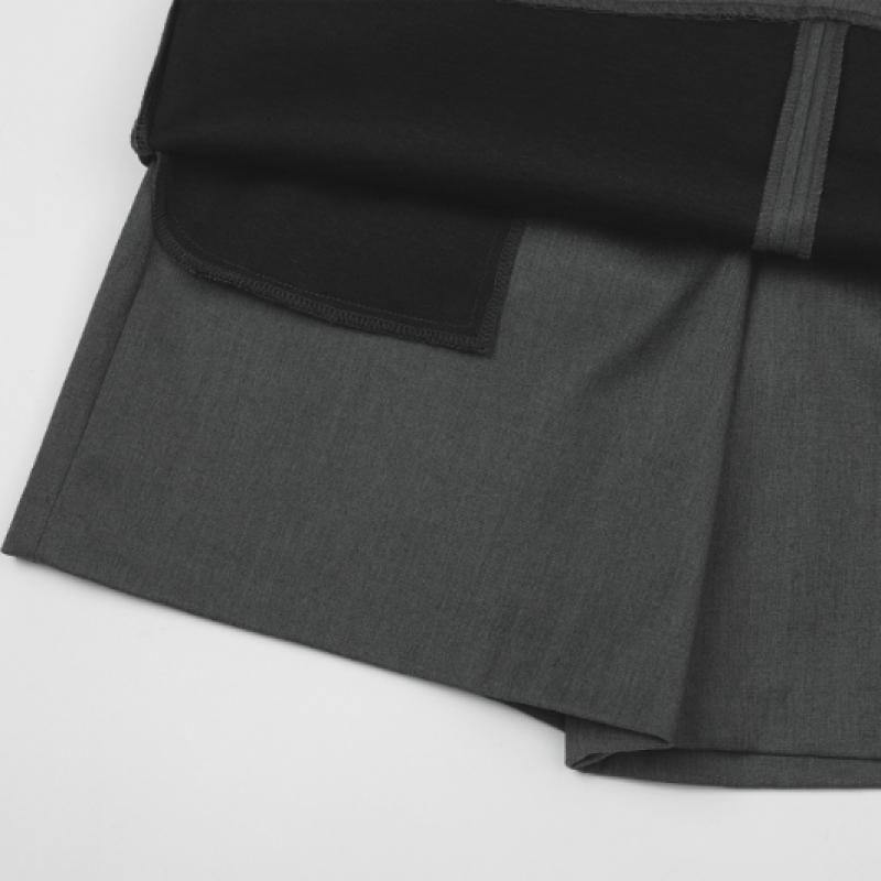 Playboo Twill Layered Skirt Pants Grey