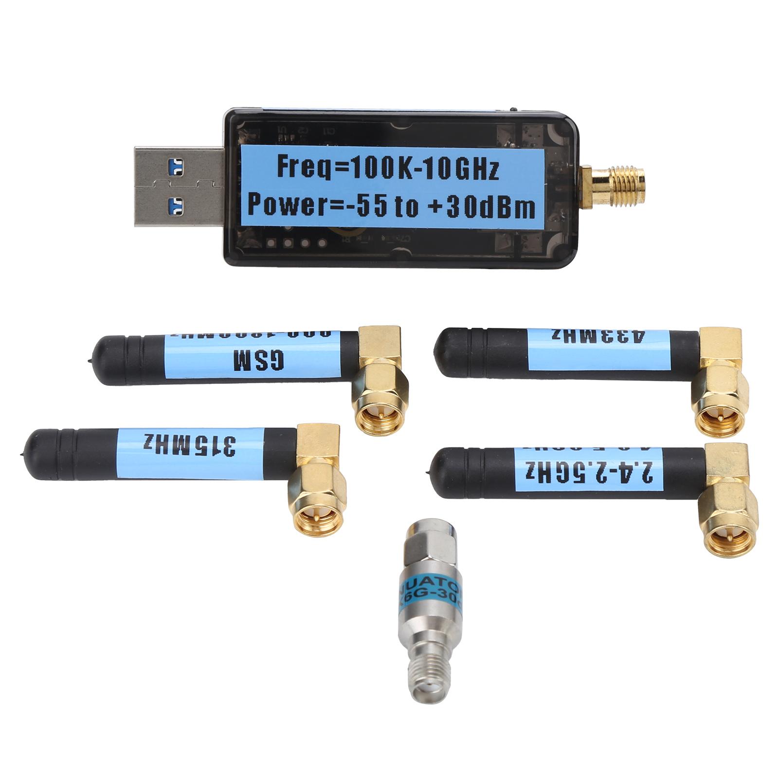 

USB RF Tester ABS Radio Frequency Power Meter with 4Pcs Antenna 5VDC 45~+15dBm