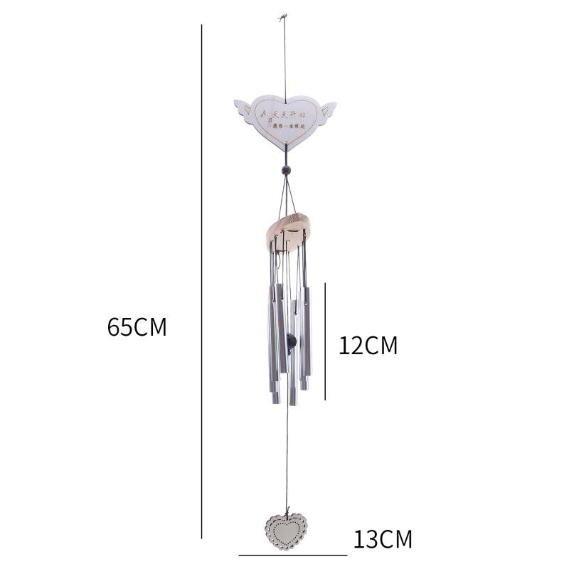 1pc Bamboo Wind Chime Light Color Five Tube Natural Coconut Shell Wood Garden & Home Hanging Door Decoration Handmade Craft Gift
