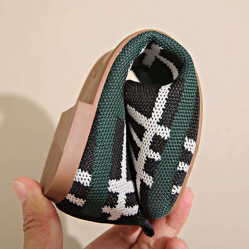 fashion 2024 New women shoes flat knit breathable square heel fashionable beautiful princess antiskid rubber sole comfortable