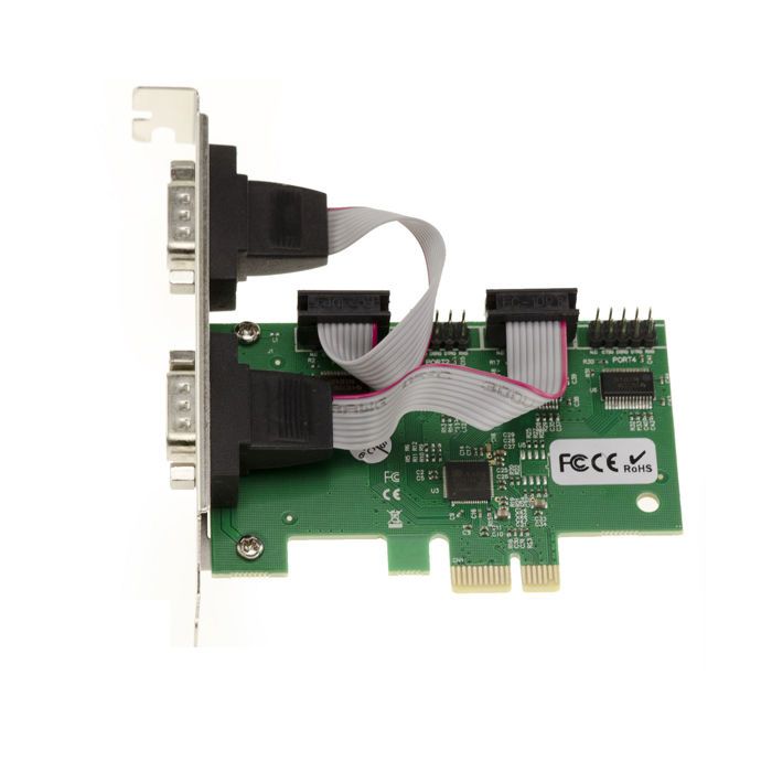 KALEA-INFORMATIQUE Carte PCIE SERIE RS232 4 PORTS COM DB9 - ASIX AX99100 - HIGH + LOW Profile