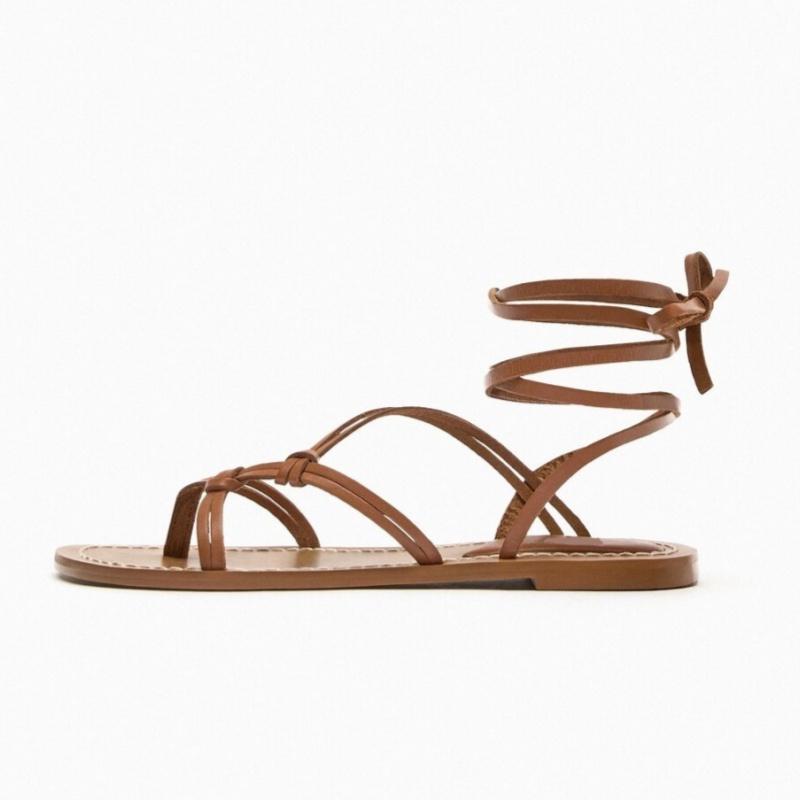 Fashion Summer New Fashion Ankle Strap Flat Shoes 2025 Women's Casual Lace-up Sandals Ladies Flip Flops Beach Flat Gladiator Sandalias