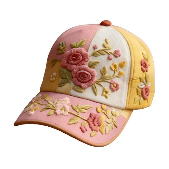 Baseball Hat Embroidery Flower Pattern 3D Printing Retro Sun Protection Summer Cap Hiking Outings Traveling