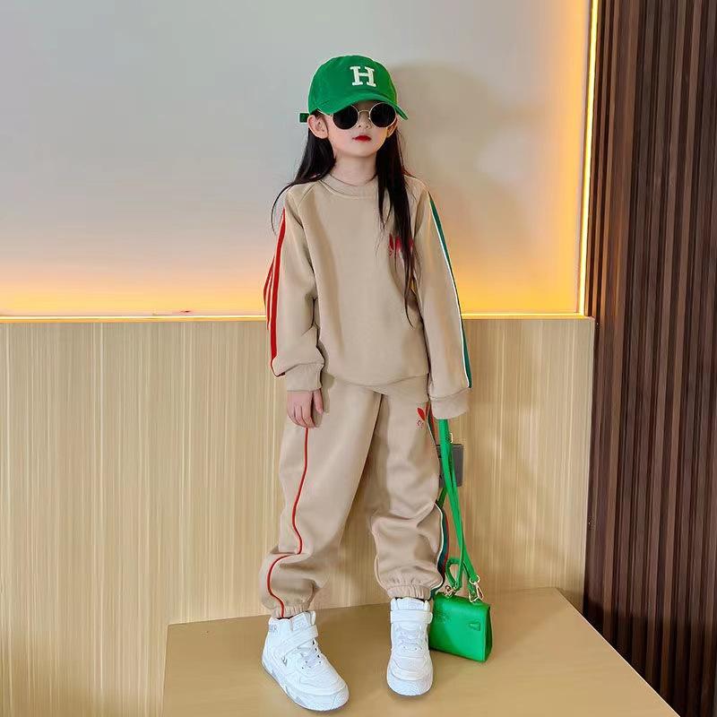 Children's Spring & Autumn 2-Piece Tracksuit - Toddler To Teen Girls: Pullover + Jogger Pants