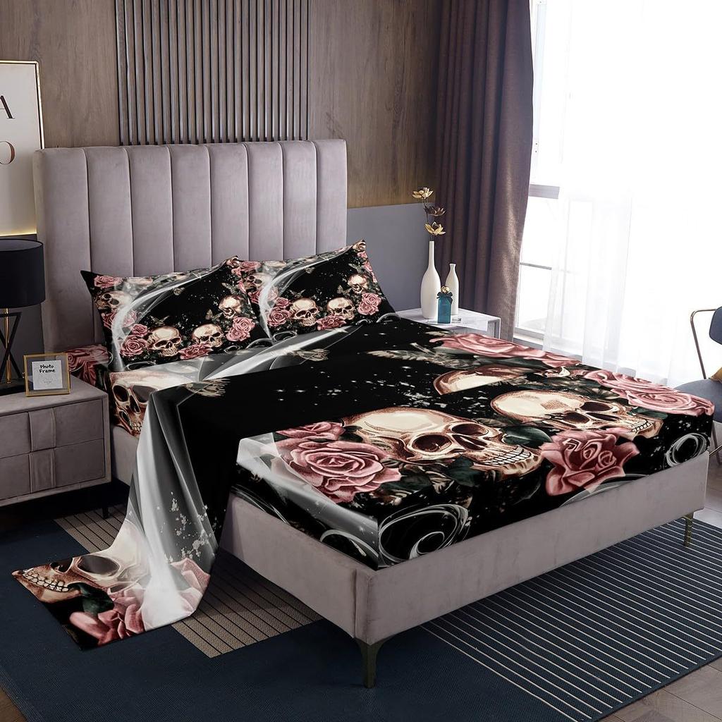 Cute Cartoon Panda Pattern Bed Hat Four-Piece Bedding Set Bedroom Dormitory Bedding Decoration