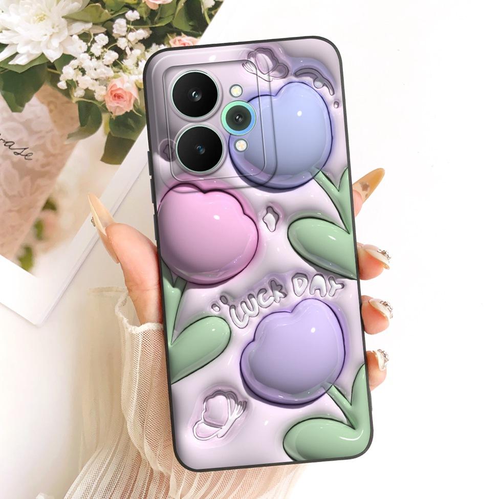 Cover For Realme 15 Pro Casing RMX5101 Silicone Luxury Fashion Flowers Kawaii Cute Painted Shockproof Phone Case