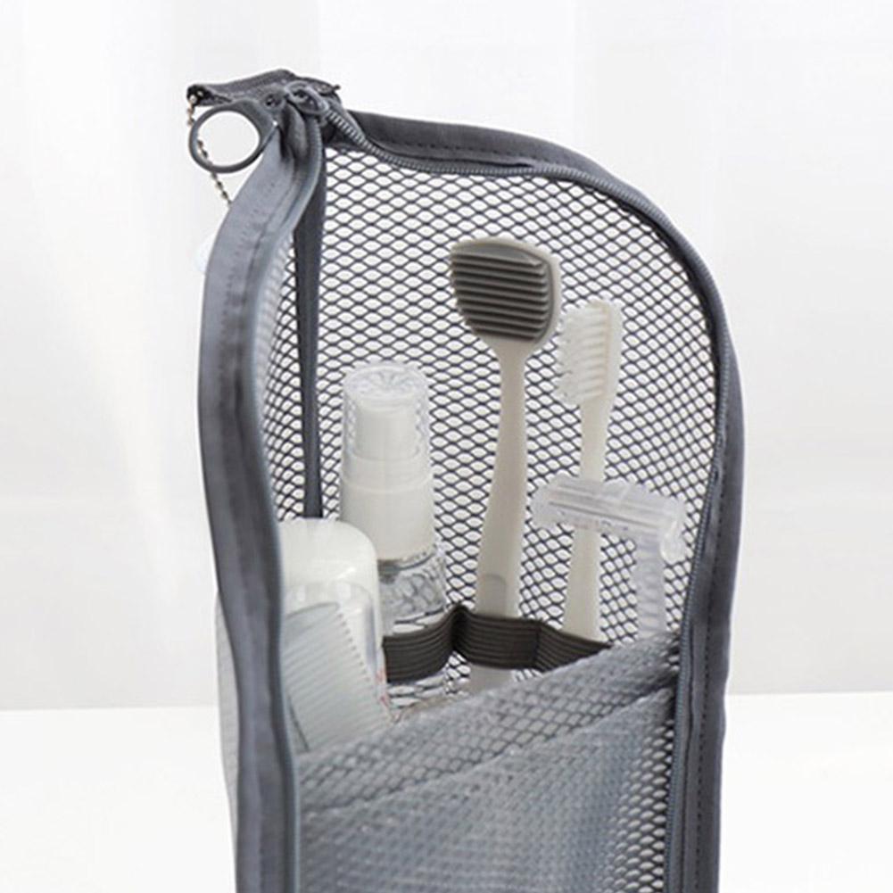 Standing Mesh Toiletry Bag, Portable Cosmetic Organizer for Travel, Waterproof Makeup Storage Pouch, Washable Travel Case