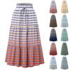 Ladies' Striped Printed Casual Elastic Waist Drawstring Skirt