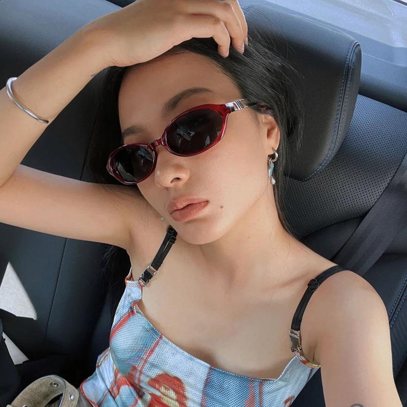 Retro Oval Small Frame Y2k Sunglasses For Women High-end Anti-uv Street Photography Sunglasses For Women 0