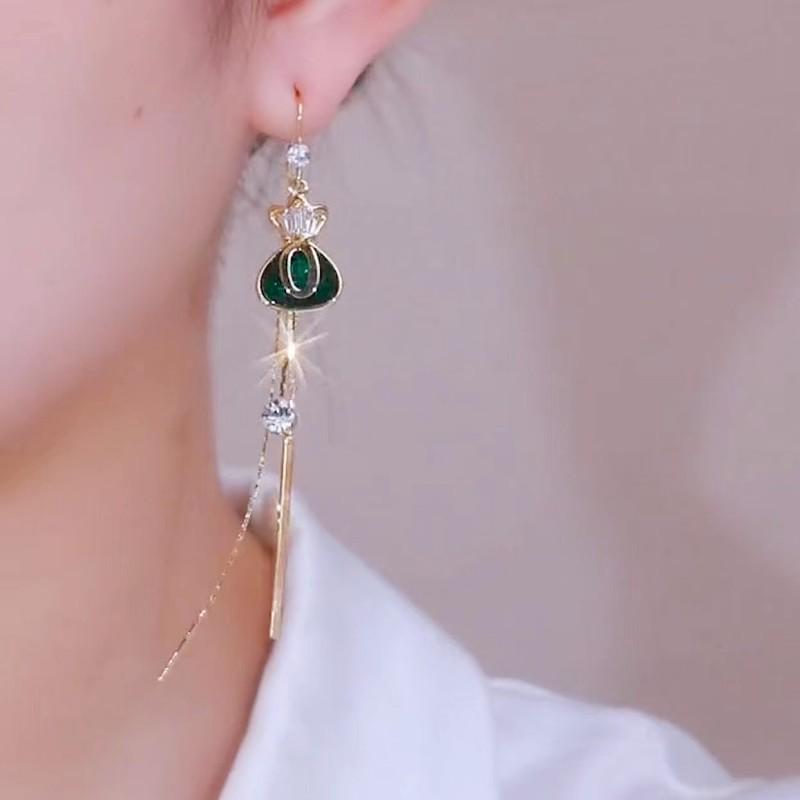 S925 Silver Needle Red Money Bag Earrings - 2022 Versatile Celebrity Style Ear Wire Design