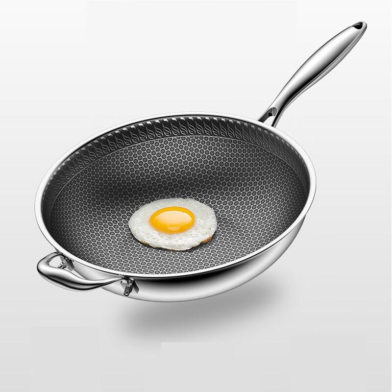 Wutuo 304 Stainless Steel Honeycomb Flat-Bottom Wok