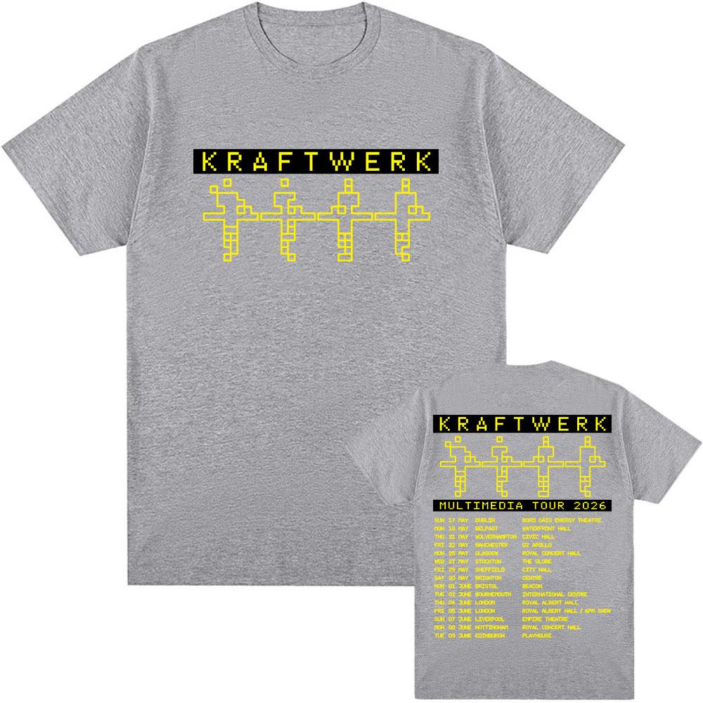 Kraftwerk MULTIMEDIA TOUR 2026 Tricouri Mânecă Scurtă Bumbac Bărbați Tricou Fashion Unisex Streetwear Imprimeu Grafic Îmbrăcăminte Casual