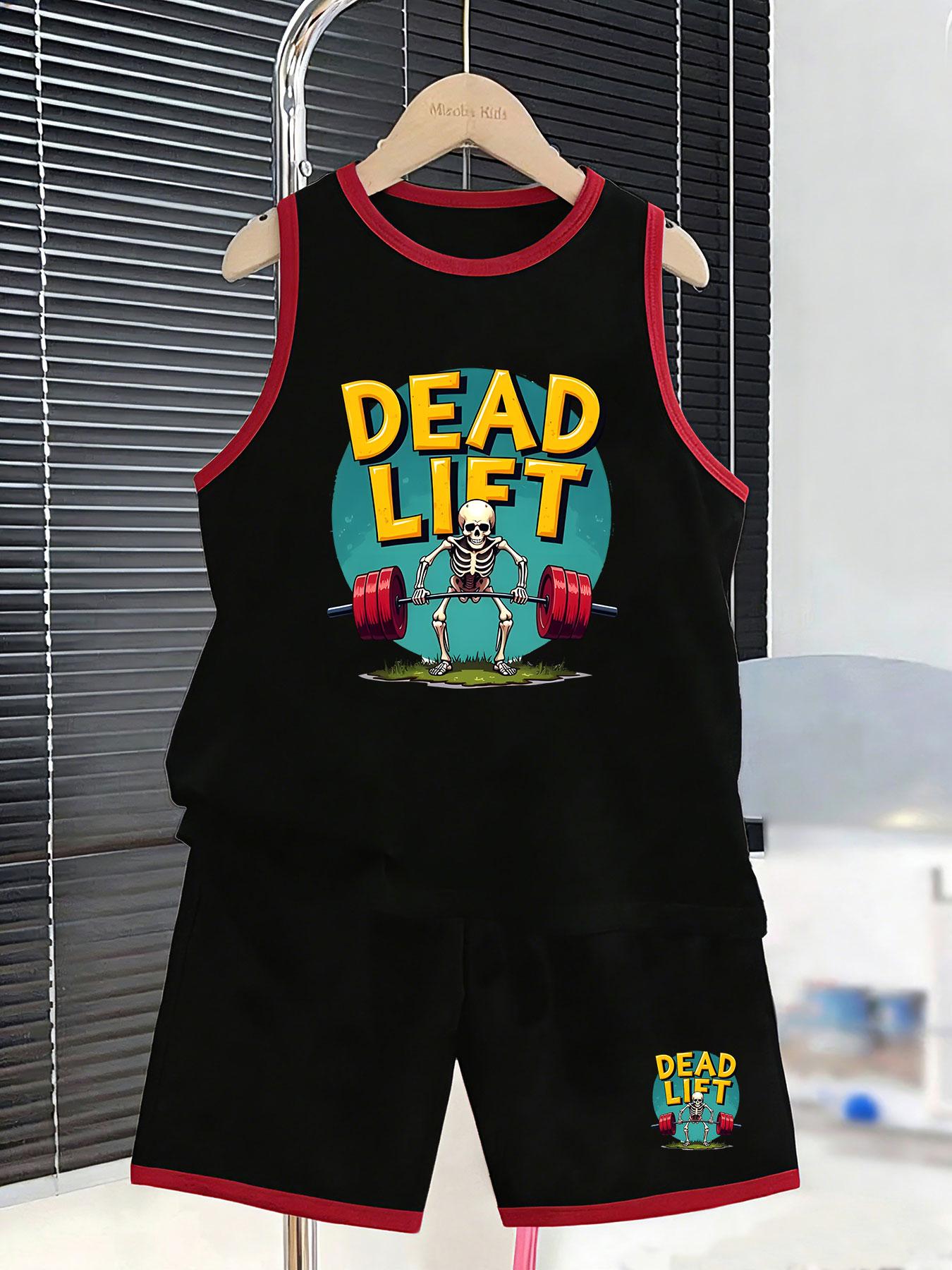 

Boys’ fitness skull vest & shorts. Edgy cool design, soft breathable fabric, loose for sports & daily wear. 2-3Y чёрный