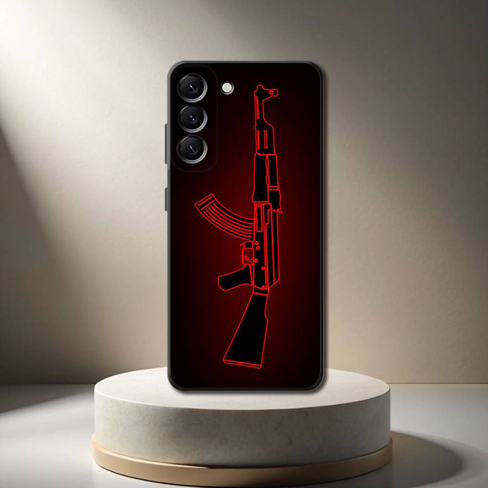 AK47 Handgun Gun BUlletss Phone Case For Samsung Galaxy A 73,72,51,53,52,71,22,5G,Note,J7,8,9 Soft Black Cover