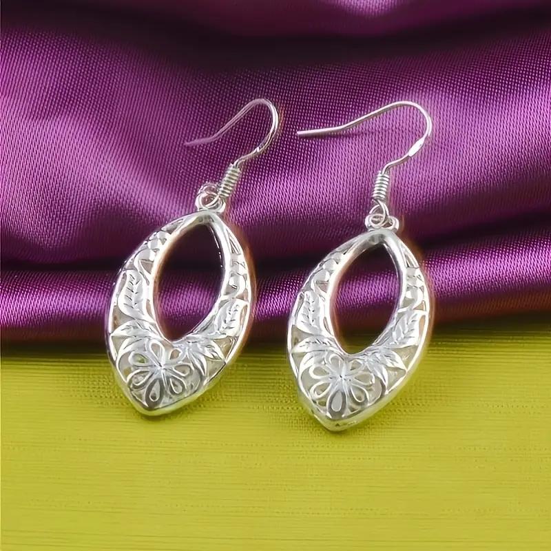 

Huitan Hollow Flower Dangle Earrings for Women Temperament Elegant Ear Accessories Wedding Anniversary Party Gift Lady s Zircon
