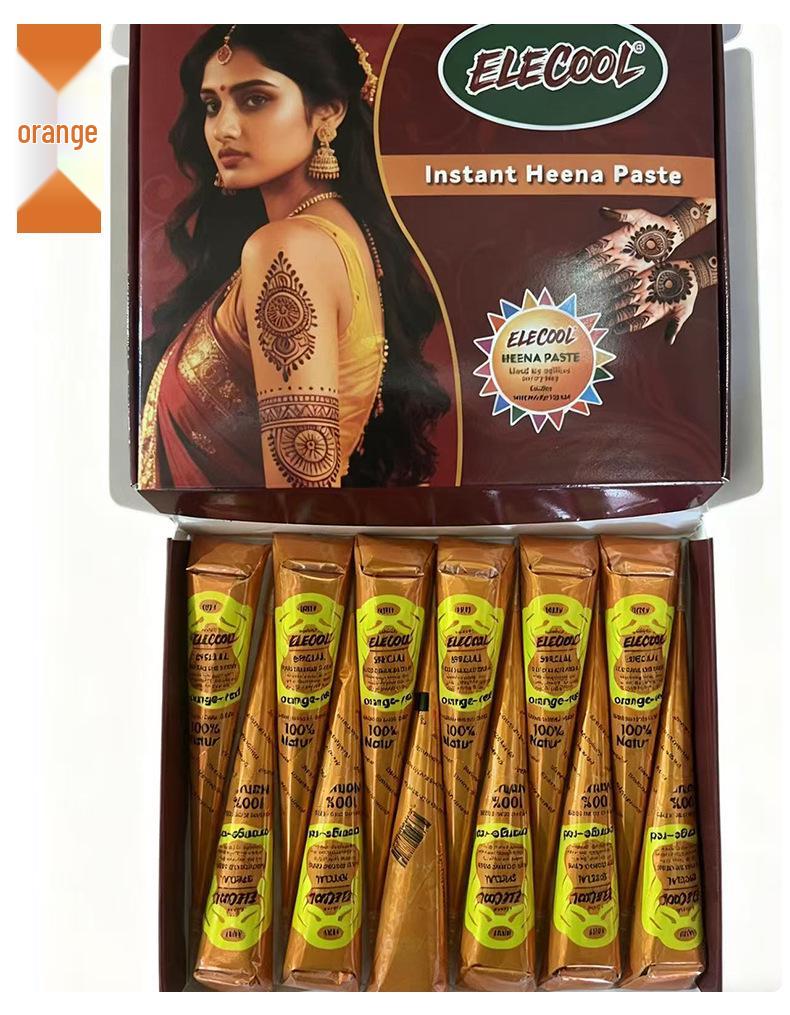 Plant-Based Henna Tattoo Paste: Hand-Painted Semi-Concealing Cream with Various Shades Available