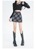 High-Waisted Plaid Slit Skirt - Plus Size Korean Style Retro Slimming Women's Fashion 2025 Autumn