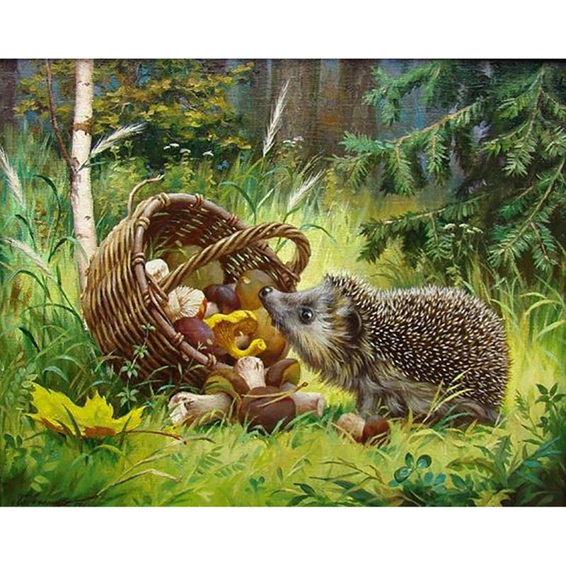 DIY Hedgehog 5D Diamond Painting Full Round Drill Animal Diamond Embroidery Cross Stitch Mosaic Kits Wall Art Home Decor Gift