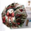 1pc Christmas Snowman Automatic Practical Umbrella Design, Cute Cartoon Pattern, Portable Outdoor Umbrella, Perfect A022