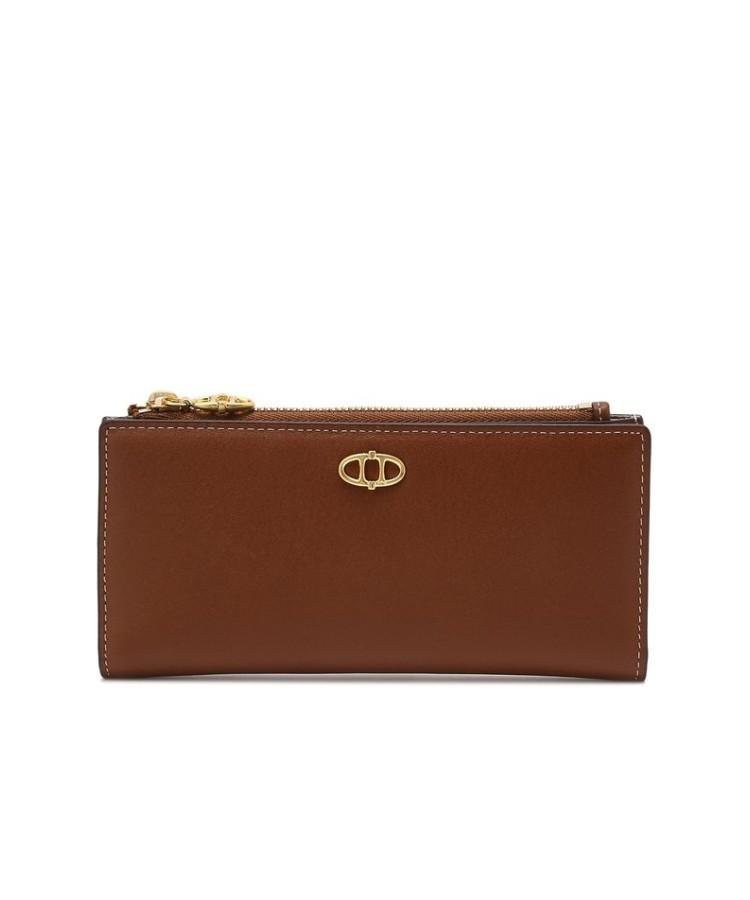 Athe Vanessabruno Brown Leather 2-Fold Long Wallet Aaho6F401W2