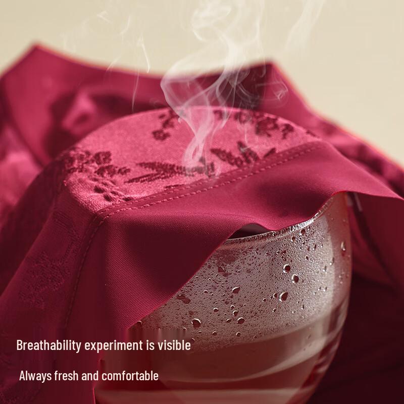 Tingmei Women's Red Embossed High-Waist Tummy Control Briefs