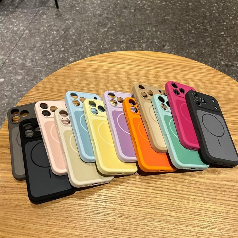 Liquid Silicone Dual-color , Lens-protecting Phone Case, Supports Magnetic Charging for iPhone 17, 16, 15, 14, and 13 Series