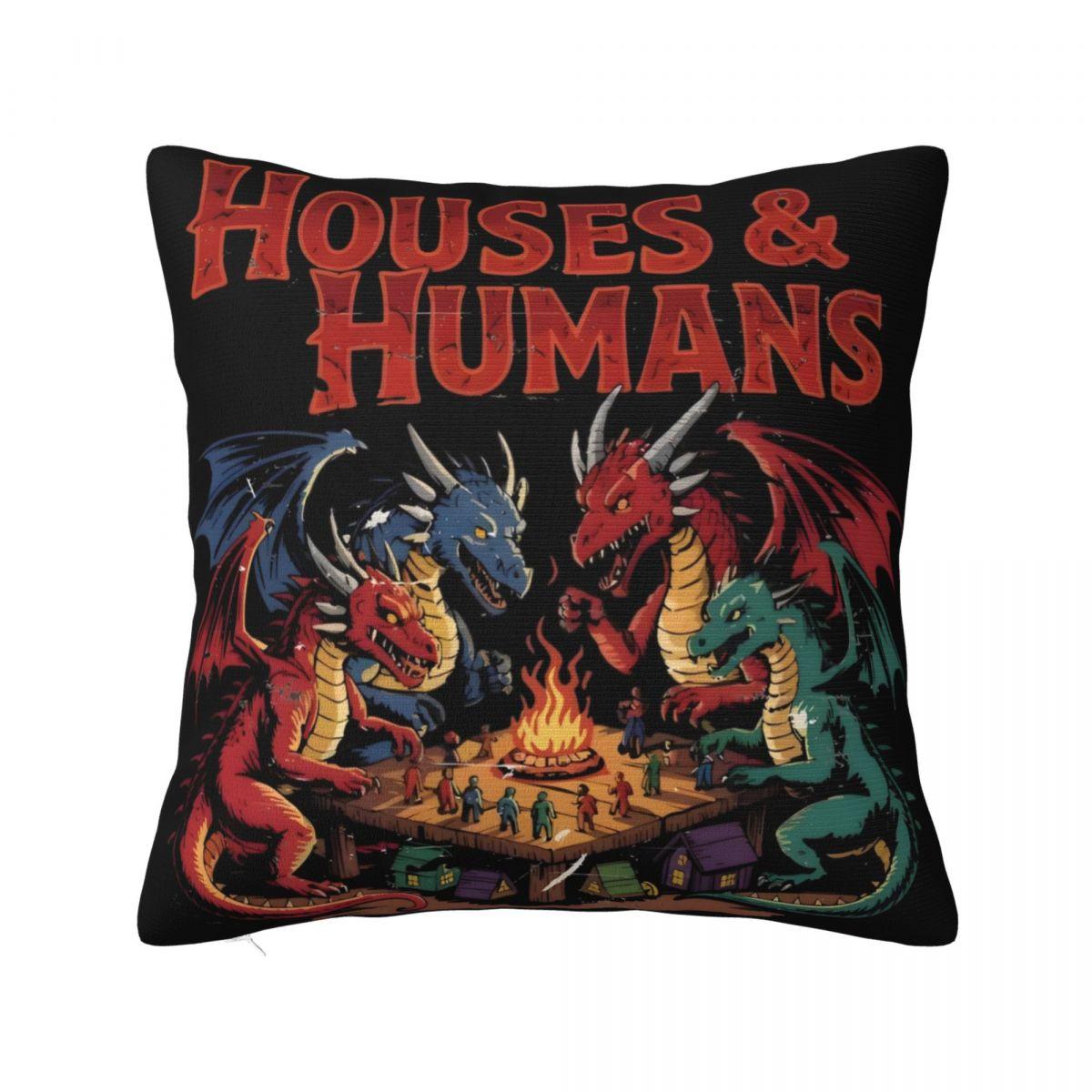 

House And Humans Pillowcase Merch Soft Cushion Cover Dungeons and Dragons Pillow Covers Home Decor Square Multiple Sizes 12x12Inch