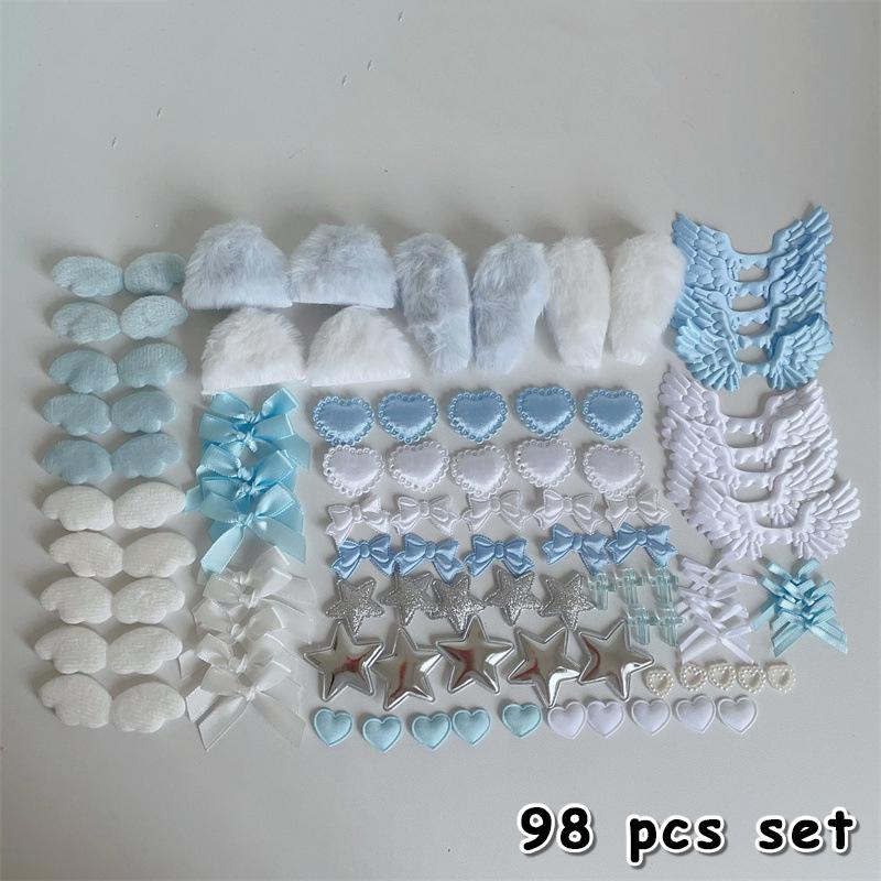 

Diy Kawaii Ita Bag Craft Kit 98Pcs Anime Transparent Bag Decor Set with Plush Ears Wings Card Holders Charms синий
