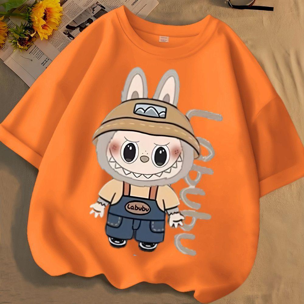 Labubu 3D Tištěné Oblečení Rodič Dítě Dámské Tričko Dětské Tričko Zábavné Anime Kreslené Tištěné Top s Krátkým Rukávem 100-160 S-6XL