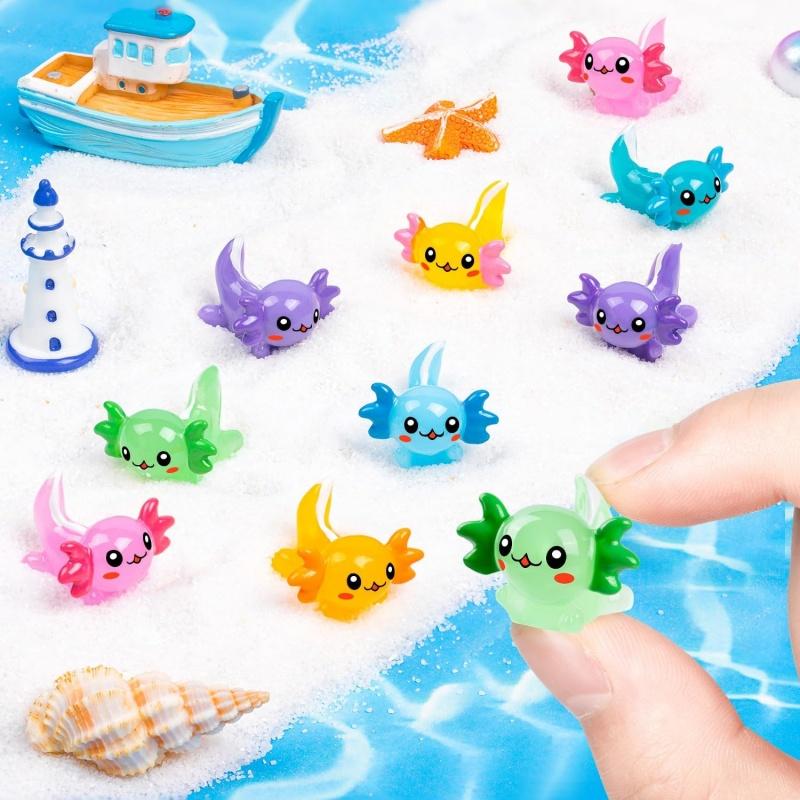 35 PCS Mini Resin Axolotl Figurines Charms Tiny Animal Figures for DIY Craft Fairy Garden Landscape Aquarium Decor