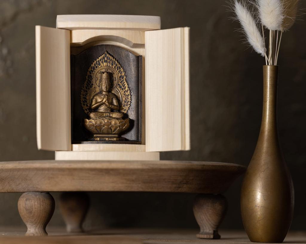 Zeku Vairocana Buddha Statue in a Shrine Gold Prayer at Kongo Mount Koya Charm of the Zodiac for those born in the Years of Sheep and Monkey (Antique