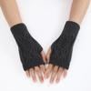 Women's Half Finger Gloves Are Soft and Warm In Winter Wool Like Knitted Arm Gloves and Neutral Black and White Gloves